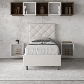 Letto senza rete imbottito 80x210 similpelle bianco Priya