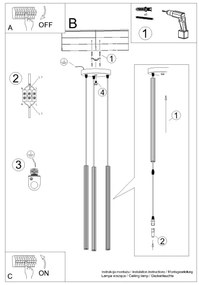 Sollux SL.1341 - Lampadario a sospensione con filo ARCHE 3xG9/8W/230V nero