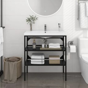 Struttura Per Lavabo Da Bagno Nera 79x38x83 Cm İn Ferro /