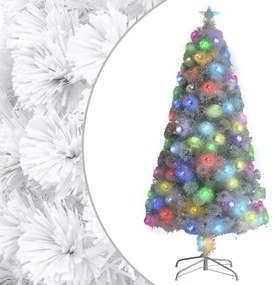 Albero Natale Preilluminato Bianco 120 Cm İn Fibra Ottica /
