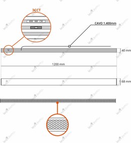 Plafoniera Lineare LED 40W 120cm DALI2 - driver Philips Bianca o nera