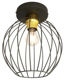 Plafoniera Minimal Industrial Nest 1 Luce Nera E Oro