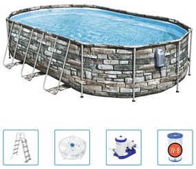 Set Piscina Power Steel Comfort Jet Series Ovale 610x366x122cm /