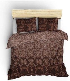 Biancheria da letto matrimoniale in cotone sateen marrone 200x200 cm Pandora - Mijolnir