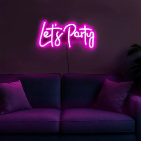 Scritta neon rosa Let's Party da parete usb