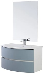 Mobile bagno sospeso 90 cm Maiori azzurro polvere con lavabo e specchio