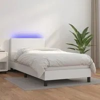 Giroletto Molle con Materasso e LED Bianco 100x200cm Similpelle 3134088