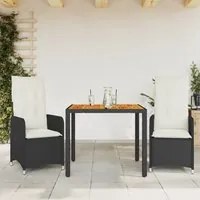 Set Bistr da Giardino 3 pz con Cuscini in Polyrattan Nero 3276975