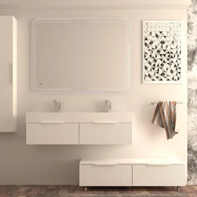 Mobile da bagno sotto lavabo BADEN HAUS Modula bianco laccato opaco L 120 x H 25 x P 44 cm 1 cassetto, lavabo non incluso