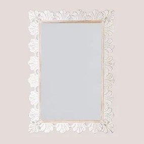 Specchio da parete in legno di mango Melsy Legno Bianco Vintage - Sklum