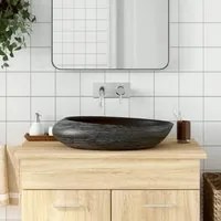 Lavabo da Appoggio Grigio e Nero Ovale 59x40x14 cm Ceramica 155091