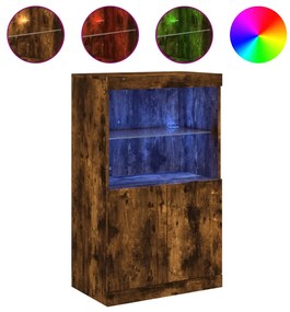 Credenza con luci led rovere fumo 60,5x37x100 cm