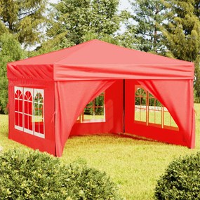 Tenda Per Feste Pieghevole Con Pareti Laterali Rosso 3x3 M /