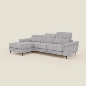 Estro Divano estraibile con chaise-longue e poggiatesta reclinabili in tessuto impermeabile T14 grigio chiaro