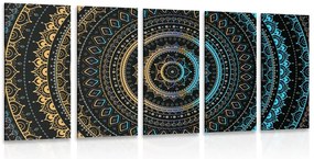 Quadri 5 pezzi – Mandala con motivo del sole