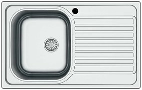 Lavello Inox 79x50 - Monostampo, 1 Vasca, Gocciolatoio - Superficie Satinata