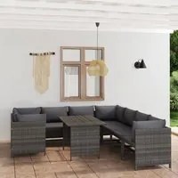 Set Divani da Giardino 9 pz con Cuscini in Polyrattan Grigio cod mxl 69413