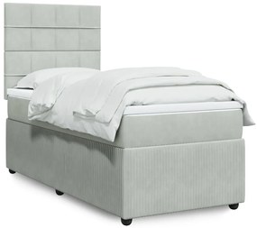 Giroletto A Molle Con Materasso Grigio Chiaro 100x200cm Velluto /