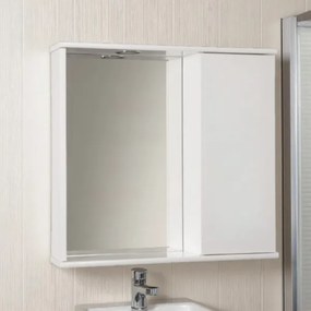 Specchiera contenitore 69 cm con anta liscia e luce Led Bianco Lucido