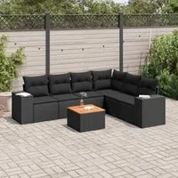 Set Divani da Giardino con Cuscini 7pz Nero Polyrattancod mxl 89454