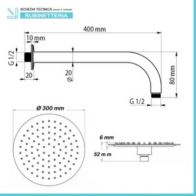Set doccia incasso Paffoni Lime con soffione tondo inox 30 e kit doccia