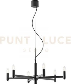 Lampadario karol grigio 6 luci attacco e14 72x120cm in metallo