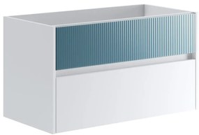 Mobile da bagno sotto lavabo Niwa bianco laccato opaco L 89.5 x H 50 x P 45.5 cm 2 cassetti, lavabo non incluso