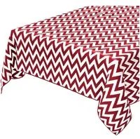 Tovaglia Antimacchia Cucina 135x180 cm Zig Zag Bordata Cotone Plastificato Copritavolo Rosso