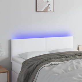 Testiera Bianca A Led 144x5x78/88 Cm İn Similpelle /