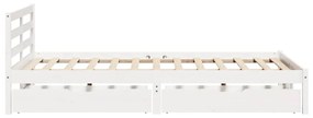 Letto senza materasso bianco 120x190 cm legno massello di pino