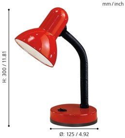 EGLO 9230 - Lampada da tavolo  BASIC 1xE27/40W rossa