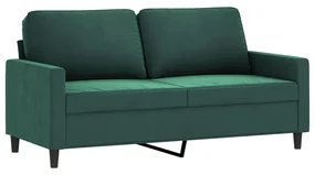 Divano a 2 posti verde scuro 140 cm in velluto
