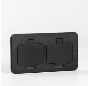 Solight 5B323B - Presa doppia da incasso a pavimento per esterno IP55 nero rettangolare