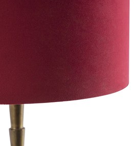 Lampada da tavolo bronzo Art Déco paralume velluto rosso 35 cm - PISOS