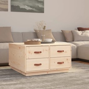 Tavolino Da Salotto 80x80x45 Cm İn Legno Massello Di Pino /