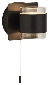 Applique Contemporanea Tumbler Acciaio Nero Policarbonato Bianco Led 3W 3000K