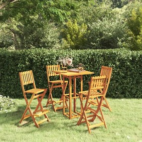 Set Da Bar Per Esterni 5 Pz İn Legno Massello Di Acacia /