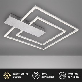 Plafoniera Moderna Nico Duo Metallo Plastica Argento Led 30W 3000K