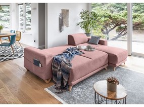Divano angolare rosa allungabile e con contenitore Classy Sophie – Miuform