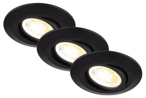 Set 3 Faretti Incasso Klira Plastica Nero Opaco Led 4,9W Ip23