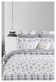 Biancheria da letto bianca/grigia in cotone renforcé per letto matrimoniale/per letto esteso con lenzuolo incluso/4 pezzi 200x220 cm – Mila Home