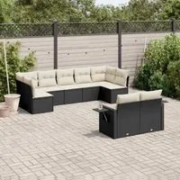 Set Divani da Giardino 9 pz con Cuscini Nero in Polyrattancod mxl 88865