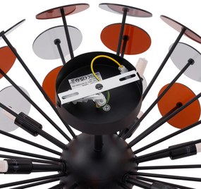 Lampada da soffitto Art Déco nera con vetro ambra e fumé - Atomic