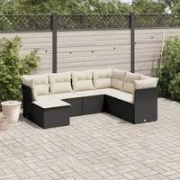 Set Divani da Giardino con Cuscini 7pz Nero Polyrattan 3217986