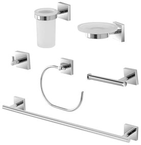 Set accessori a muro 6 pezzi in acciaio cromato e viti incluse Easy