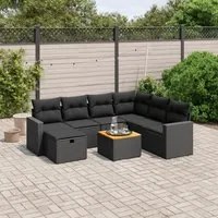 Set Divani da Giardino con Cuscini 8 pz Nero in Polyrattancod mxl 90843