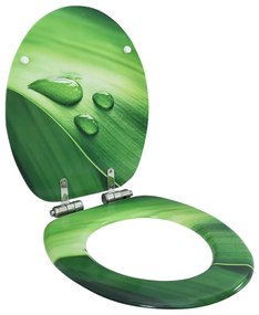 Tavoletta Wc Coperchio Chiusura Morbida Mdf Verde Goccia Acqua /
