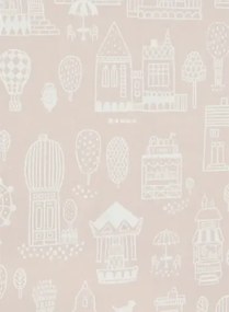 Majvillan Carta da parati Small Town - Dusty Pink/ Cream White