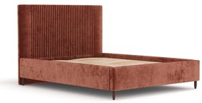 Letto matrimoniale imbottito color mattone con contenitore con rete inclusa 140x200 cm Etero – Maison de Rêve