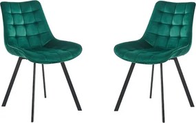 Sedia da pranzo in velluto Verde e gambe metallo nero - Roma 2 sedie